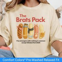 Oktoberfest 2025 Brats Pack Shirt, Funny Comfort Colors Tee, Retro Bratwurst Graphic Tshirt, Oktoberfest Group T-shirt for Bartender Staff 3XL