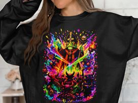 Psychedelic Frog Pope T-Shirt Vibrant Occult Demon Art Surreal Trippy Toad Bishop Unique Dark Humor Shirt Colorful Hellfire Tee S