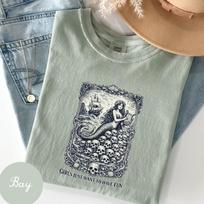Vintage Mermaid Siren Comfort Colors Graphic Tee, Girls Will Be Girls Feminist Tee, Mythical Women's Empowerment Graphic Shirt, Gift for Her XL