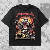 Funny Metal Catt Meowtallica Parody Heavy Metal Cat Lover T-Shirt L