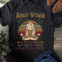 August Woman The Soul of a Witch The Fire of A Lioness The Heart - Hippie Shirt, Hippie Soul Shirt, Peace Shirt, Peace Love, Hippie Life M