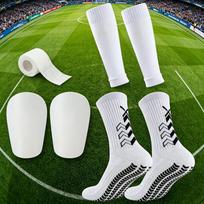 Durable Polyester Universal Football Protective Stabilizer Leg Guards Warmers Set Anti-Slip Pull-Up Closure Sports Socks Guard L balta