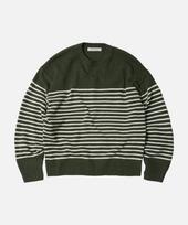 Prism Works Wool Stripe Relax Knit _ Olive Olive/L