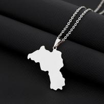Emaliuoti Kurdistano žemėlapio grandinėlės karoliai Nerūdijančio plieno 18K paauksuoti Emalio Kurdistano nacionalinės vėliavos žemėlapio pakabukas karoliai Map Necklace black