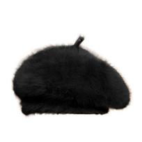 Plush Women Berets Keep Warm British Beanie Hat Comfortable Artist Hat  Girls juoda
