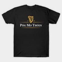 Asian Size Men Black Print T-shirt Póg Mo Thóin Funny Pog Mo Thoin Irish St Patricks Day No-Cut Print Cotton Tshirt M juoda
