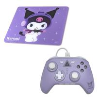 Allone Sanrio Characters Kuromi Gaming Glass Mousepad PC Controller Set x 9 x 33cm PC Game Tempered Glass Purple Turbo Function Wired Connection violetinė