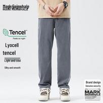 MARK FAIRWHALE Men's Lyocell Tencel Straight-Leg Casual Pants 5XL pilka