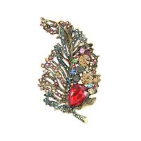 Weiman Colorful Diamond Leaf Brooches Luxury Women Fashion Rhinestone Crystal Gold Plated Alloy Customize Designer Brooch Pins XD823178 auksas