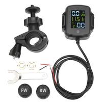 Motorcycle TPMS Tire Pressure Monitoring System With 2 External Sensors Moto Tyre Alarm Systems Real Time 12V USB Charging juoda
