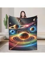 Vibrant Planet-Themed Flannel Throw Blanket -Machine Washable Perfect for Bedroom,DormsCars,Outdoors,Sofas,Travel,Office,Camping Size: 75*100cm, Weight: 230 GSM