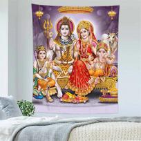 Bohemia 3D Indian God Tapestry Thailand Shiva Ganesha Parvati Buddhism Meditation Mat Carpet Hippe Mandala Tapestry Wall Hanging 100X70CM