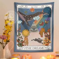 The Dream Tarot Tapestry Wall Hanging Trippy Mystical Witchy Magical Dreamscape Tarot Lover Aesthetic Hippie Dorm Art Home Decor 100X70CM