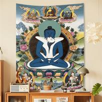 Tantric Yab-Yum Wall Tapestry Tibetan Buddha Thangka Spiritual Mandala Poster Wall Hanging Enlightenment Meditation Room Decor 100X70CM