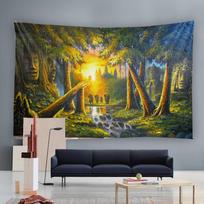 3D Buddha Valley Bottom Practice Natural Scenery Wall Hanging Tapestry Mandala Bohemian Buddhist Living Room Decoration 100X70CM
