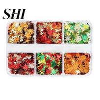 Manicure Sequins 1 Box Nail Creative Shape Ultra-Thin Sparkling Stunning Visual Effect Show Unique Glitter Charm Attractive 6/12 Grids Shining Fallen 6Grid