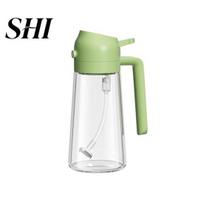 BPA-free Cooking Oil Bottle Sprayer for 2 in 1 Dispenser 500ml/17oz Glass Spray Multi-purpose with Pourer Reusable Food-Grade Kitchen Salad Frying BBQ žalia
