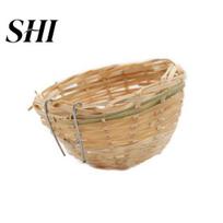 Bird Cage House Nest Natural Materials Hand-woven with Hook Sleeping Pet Parrot Bamboo Supplies Breeding Cave