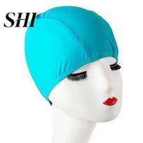 Bathing Hat High Elasticity Waterproof Soft Comfortable Full Fit Swim Nylon Summer Beach Swimming Water Sports ežero mėlyna spalva