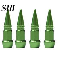 4Pcs 45/60mm Tire Valve Stem Cover Spiked Design Dustproof Aluminum Alloy Bicycles Motorcycle Car Supplies 45mm žalia