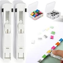 2pcs Acrylic Push Clip Stapler Set with 50 Silver & 50 Colorful Refill Clips Transparent Clip Pusher with Storage A3394 balta