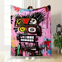 Abstract, Colorful Graffiti-style Depiction of a Vibrant, Spiky-faced Figure. for All Seasons Blanket Lunch Break Throw Gift 75X95CM