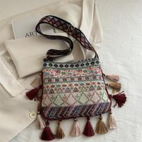 Retro Ethnic Style Crossbody Bags Cloth Bohemian Messenger Bag Casual Tassel Shoulder Bag  Travel Style 1