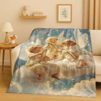 HD prabangi Balote Angelas Kupidonas animacinis flanelinis pledas, itin minkštas šiltas pliušinis užklotas namams, miegamojo lovai, sofai, biuro dovanai 75X95CM