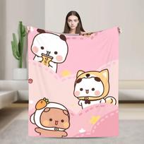 Animacinis pandos Bubu Dudu pledas iš koralinio vilnos pliušo su spauda, kvėpuojantis, šiltas, mesti pledai namams, miegamojo antklodė 75X95CM