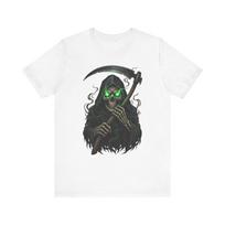 Neon Green Grim Reaper Skull Tee | Scythe Skeleton Graphic Shirt 3XL