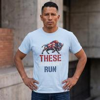 American Flag Bull These Colors Don't Run T-Shirt | Patriotic USA Graphic Tee S