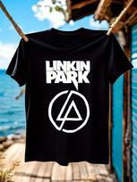 Linkin Park Official Band Logo Graphic - Unisex Black with White Print T-shirt S įvairiaspalvis