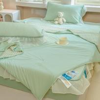 Summer Ice Silk Lace Mat Mattress Air Conditioner Mat Soft Mat Three-Piece Set Doudou Summer Cool Quilt Bed Four-Piece Set Pillowcase48x74cm/pair