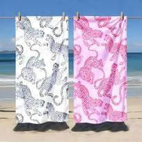 2pcs Assorted Summer Beach Towels With Ocean, Turtle, Starfish & Floral Prints 35x75cm&2pcs