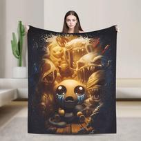 The Binding of Isaac Two Tone Warm Blanket Child Plush Throw Blanket Novelty Home Decor Flannel Bedspread Sofa Bed Cover Size: 75*100cm, Weight: 230 GSM