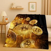 3D Rich BTC Bitcoin Circuit Board Art Cartoon Flannel Blanket,Ultra Soft Warm Plush Throw for Home Bedroom Bed Sofa Cover Kids Size: 75*100cm, Weight: 230 GSM