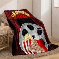 1pc Digital Print Movie Theater Popcorn Pattern Flannel Blanket, Soft and Comfortable, Machine Washable, Suitable Size: 75*100cm, Weight: 230 GSM