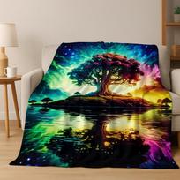 Nature Viking Yggdrasil Norse Tree of Life Flannel Blanket Soft Warm Blanket for Bedroom Room Living Room Travel Camping Picnic Size: 75*100cm, Weight: 230 GSM