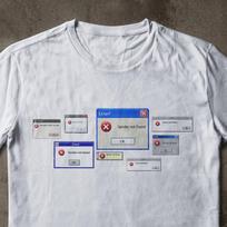 Gender Not Found Retro OS Error Tee, Nonbinary Agender Pride, Y2K Glitch Vaporwave Top S