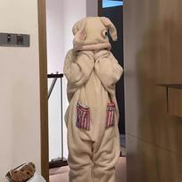 Women Onesies Bunny One-piece Pajama Flannel Rabbit Funny Girl Cosplay Costume Homewear Cartoon Jumpsuit Couple Bestie Sleepwear NO slipper include S