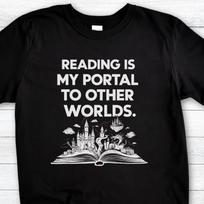 Fantasy Book Lover T-Shirt: Reading Portal, Bookworm Gift M