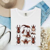 Stag Bug Shirt Insects Environment Gift Women Classic Tee Beetle T-Shirt Bug Fan Beetle Tshirt Eco Graphic Cartoon Insect Wings Tshirt S