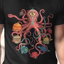 Trippy Zodiac Shirt | Monster Octopus Tee | Cosmic Eye Creature Graphic | Weirdcore Space Art Shirt 3XL