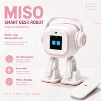 Emo dirbtinio intelekto robotas | Balsu valdomas, emocinis bendravimas, išmanusis pokalbių robotas, kameros atpažinimas, dainuojantis ir šokantis išmanusis žaislas, dovana Korean balta