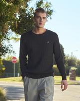 Us Polo Assn Cotton Long Sleeve Cable Round Knit_Black Black/105