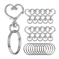 20pcs Set Heart Shaped Swivel Snap Hooks Metal Lanyard Accessories  for DIY Crafts 2cm Keyring sidabras