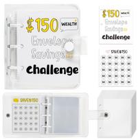 Mini PVC Binder Notebook - Save Money Fun Save Box, Children's Budget Book with Envelopes (as the picture,None)