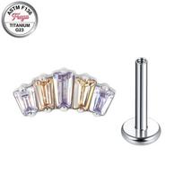 Freya Implant Grade Titanium Earrings Helix Flat Back Crystal Earrings Women Blue Opal Diamond Zircon Nose Ring Piercing Jewelry #1 sidabras