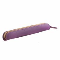 Cowhide Leather Mini Pen Pouch Zipper Tablet Pen Holder Creative Pencil Case  Student violetinė