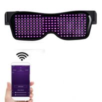 LED akiniai, „Bluetooth“ programėlės valdomas LED ekranas, išmanieji akiniai, įkraunami per USB, „pasidaryk pats“ stilingi akiniai vakarėliui, klubui, didžėjui, Helovinui rožinė
